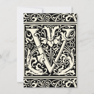 Bokstaven V Medeltida monogram Art Nouveau Inbjudningar