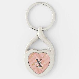 Bokstaven X Twisted Heart Silverfärgad Nyckelring