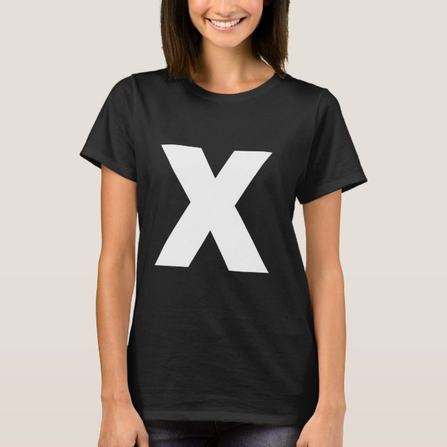 Bokstaven X Versal Vanlig Vit Fet Text T Shirt (Framsida)