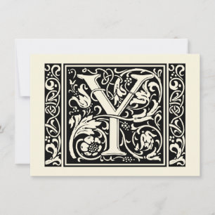 Bokstaven Y Medeltida Monogram Art Nouveau Inbjudningar