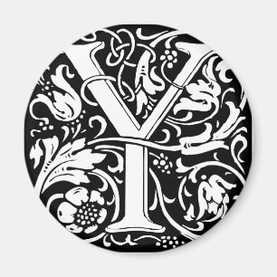 Bokstaven Y Medeltida Monogram Art Nouveau Magnet