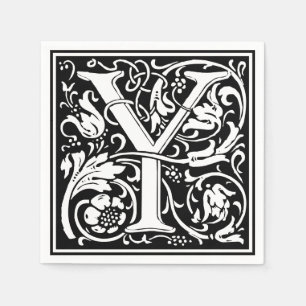 Bokstaven Y Medeltida Monogram Art Nouveau Pappersservett