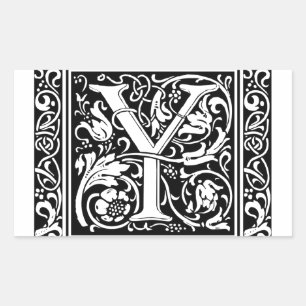 Bokstaven Y Medeltida Monogram Art Nouveau Rektangulärt Klistermärke