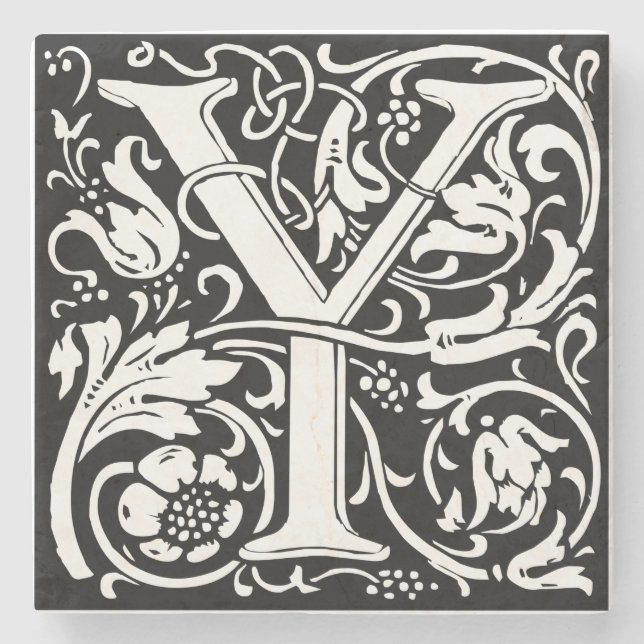 Bokstaven Y Medeltida monogram Art Nouveau Stenunderlägg (Framsidan)