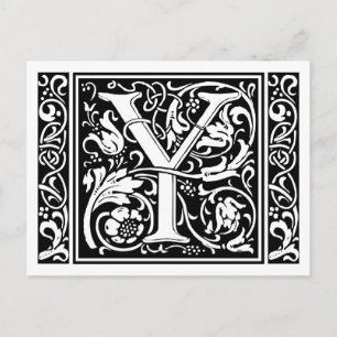 Bokstaven Y Medeltida monogram Art Nouveau Vykort
