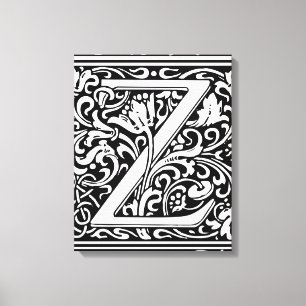 Bokstaven Z medeltida monogram Art Nouveau Canvastryck