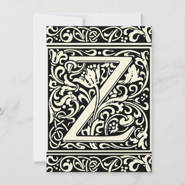 Bokstaven Z Medeltida Monogram Art Nouveau Inbjudningar (Framsida)