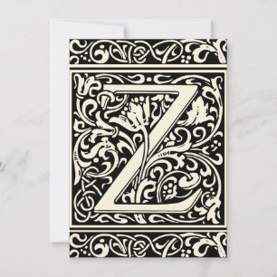 Bokstaven Z Medeltida Monogram Art Nouveau Inbjudningar