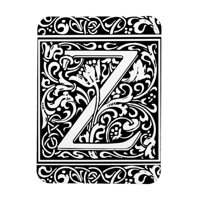 Bokstaven Z medeltida monogram Art Nouveau Magnet (Vertikal)
