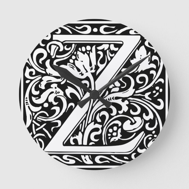 Bokstaven Z medeltida monogram vintage initial Rund Klocka (Framsida)