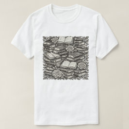 Bokstavlig blommig bokmönster, vintagebokstapel t shirt