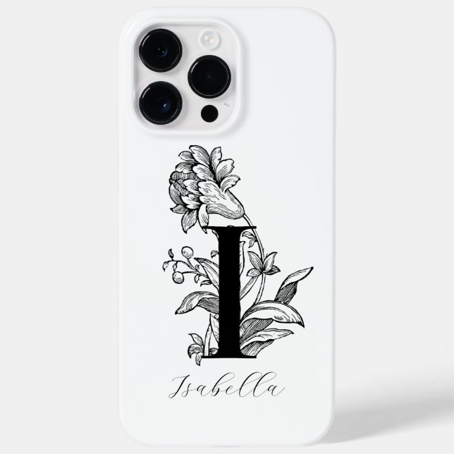 Bokstavligt blomster monogram bokstav I Namn      (Baksida)