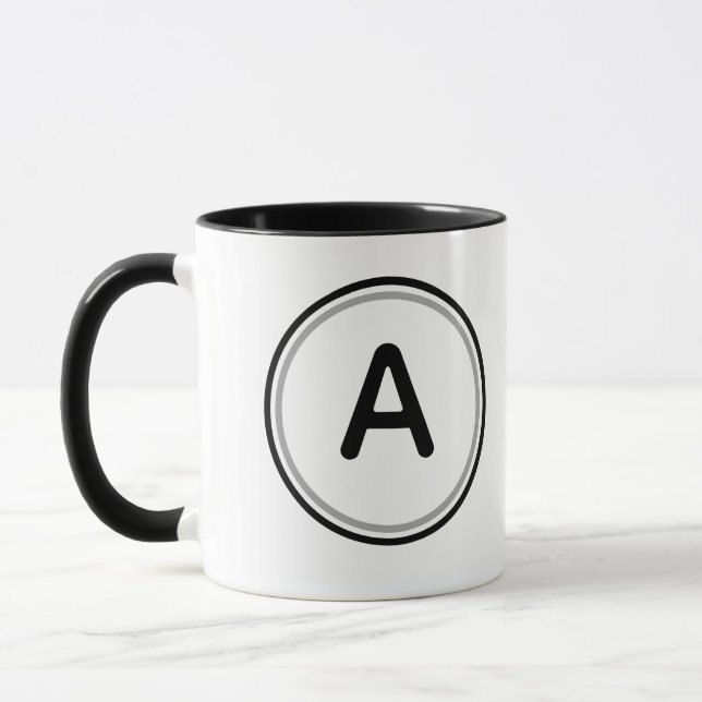 Bokstavsalfabet Svart Cirkel Design Mugg (Vänster)