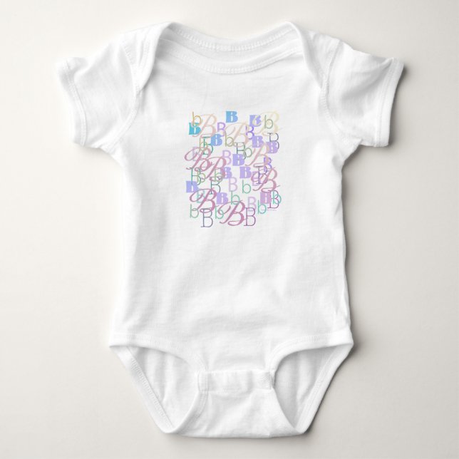 Bokstavsconfetti "B" Baby Body T Shirt (Framsida)