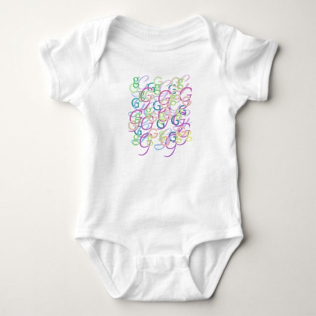 Bokstavsconfetti "G" Baby-bodysuit T Shirt (Framsida)
