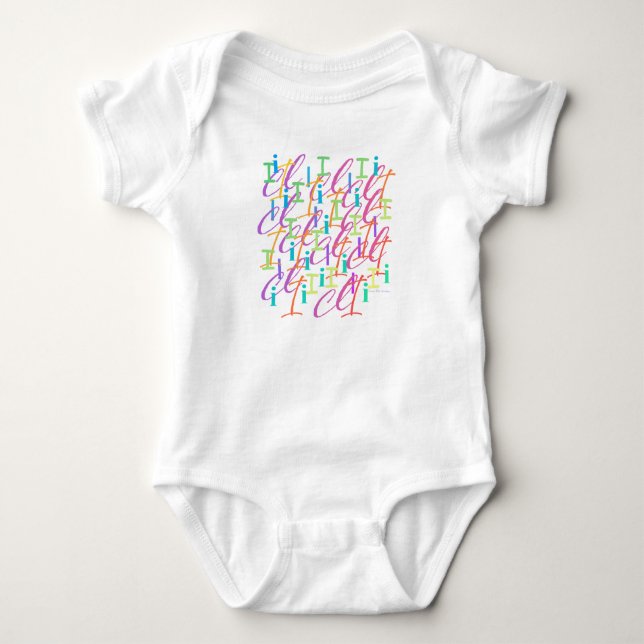 Bokstavsconfetti "I" Baby-bodys T Shirt (Framsida)