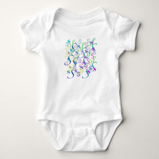 Bokstavsconfetti "S" Babybody T Shirt (Framsida)