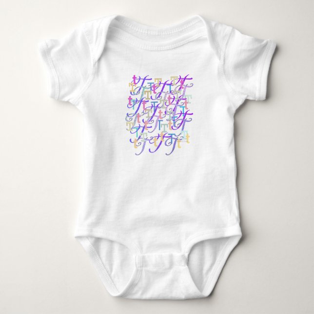 Bokstavsconfetti "T" Baby-bodysuit T Shirt (Framsida)