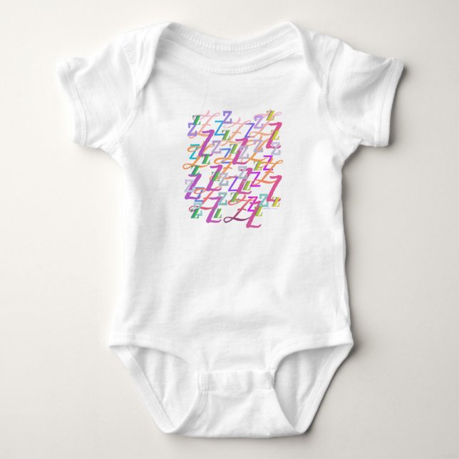 Bokstavsconfetti "Z" Baby-bodys T Shirt (Framsida)