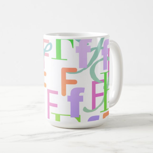 Bokstavskonfetti "F" Kaffemugg (Framsida höger)
