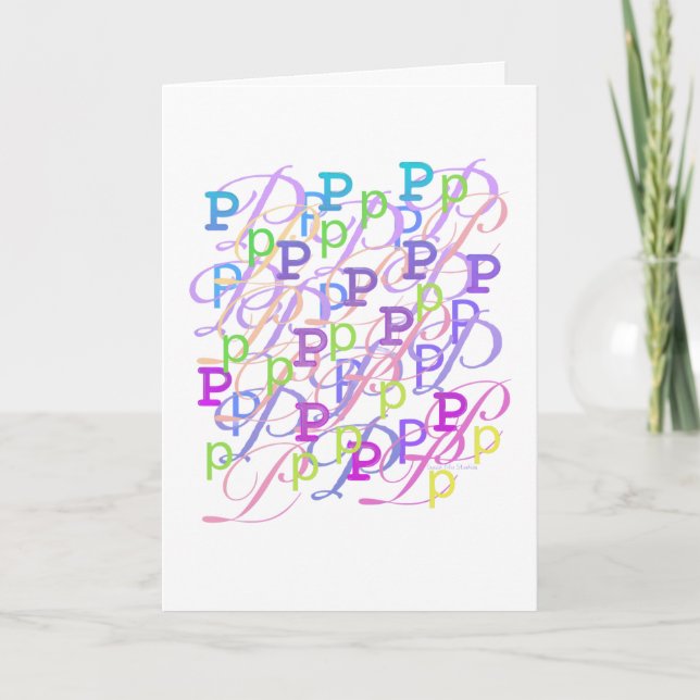 Bokstavskonfetti "P" -kort Kort (Framsida)