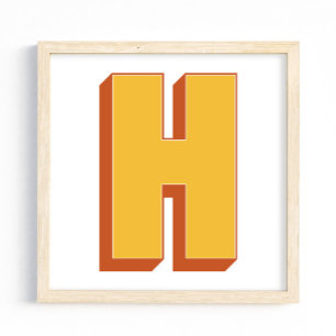 Bokstavskonstaffisch, H-monogram, fet initial Poster