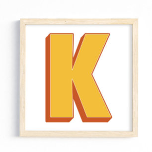 Bokstavskonstaffisch, K-monogram, fet initial Poster