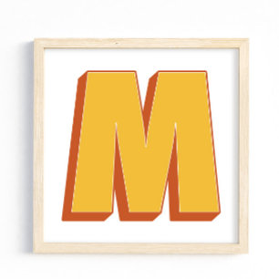 Bokstavskonstaffisch, M-monogram, fet initial Poster