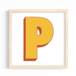 Bokstavskonstaffisch, P-monogram, fet initial stil Poster