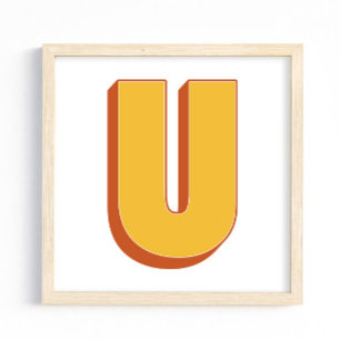 Bokstavskonstaffisch, U-monogram, fet initial Poster