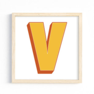 Bokstavskonstaffisch, V-monogram, fet initial Poster