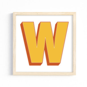 Bokstavskonstaffisch, W-monogram, fet initial Poster