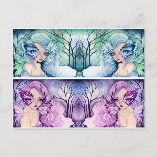 Bokstavskort: Blue Mask / Mauve Mask Vykort (Framsida)