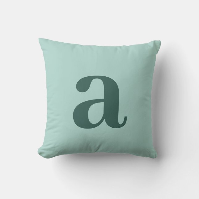 Bokstavsmonogram Tealblå Minimalistisk Kudde (Framsida)