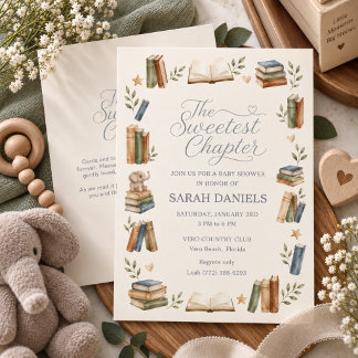 Boktema Sötaste kapitlet Baby Shower Inbjudningar