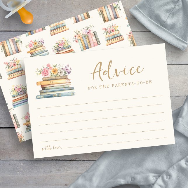Boktema Spädbarnstips Kort (Book Theme Baby Shower  Advice Card by Painted Paperie
)