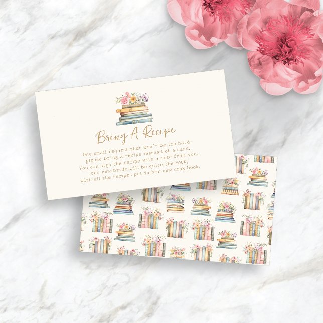 Boktema Tilläggskort (Bring A Recipe Book Theme Bridal Shower Enclosure Card
)