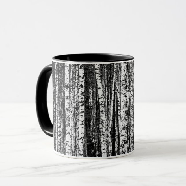 Bokträd, vita och kolgrå / grå mugg (Framsida vänster)