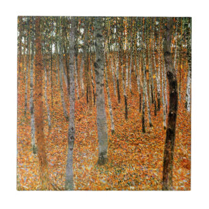 Bokträdskog av Gustav Klimt Kakelplatta