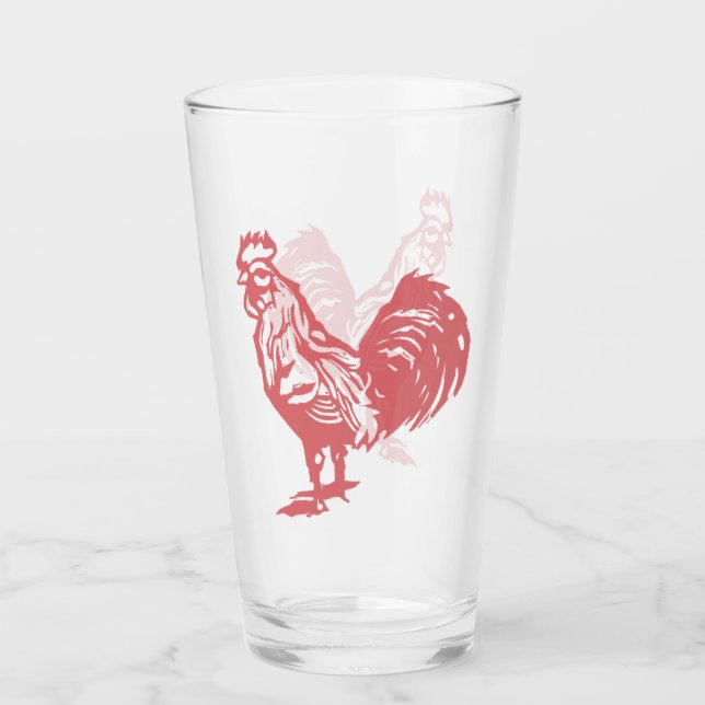 Boktryckarstil Röd Rooster Glaskopp (Framsida)