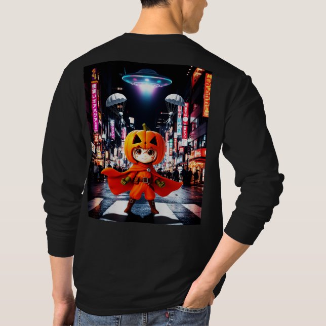 Bokuchander UFO-design Longtärmade T-Shirt (Baksida)