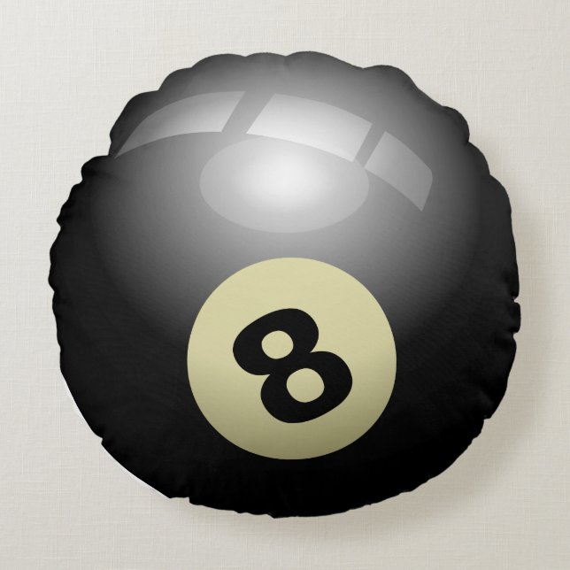 bola de billar negra. rund kudde (Framsidan)