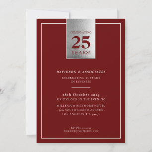 Bolaget ANNIVERSARY business maroon silver Inbjudningar