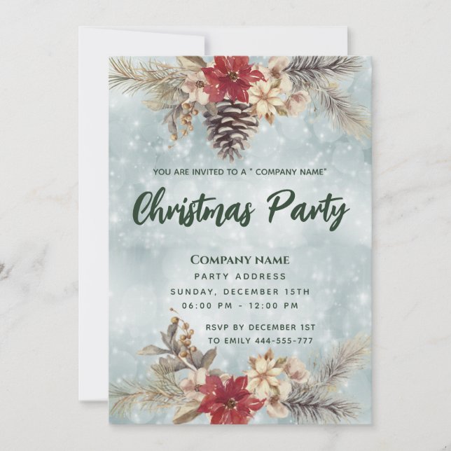 Bolaget Boho Gräs cone gren jul party Inbjudningar (Framsida)