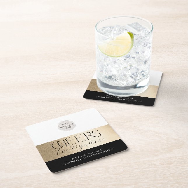 Bolagets årsbokslut, elegant, svart guld underlägg papper kvadrat (Insitu)