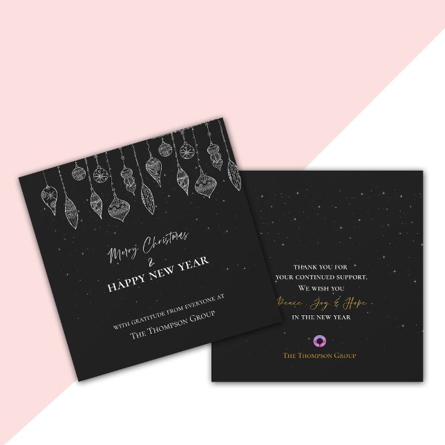 Bolagets Elegant Svarta vita jul - nytt år Julkort (Corporate Elegant Black White Christmas New Year Holiday Card)