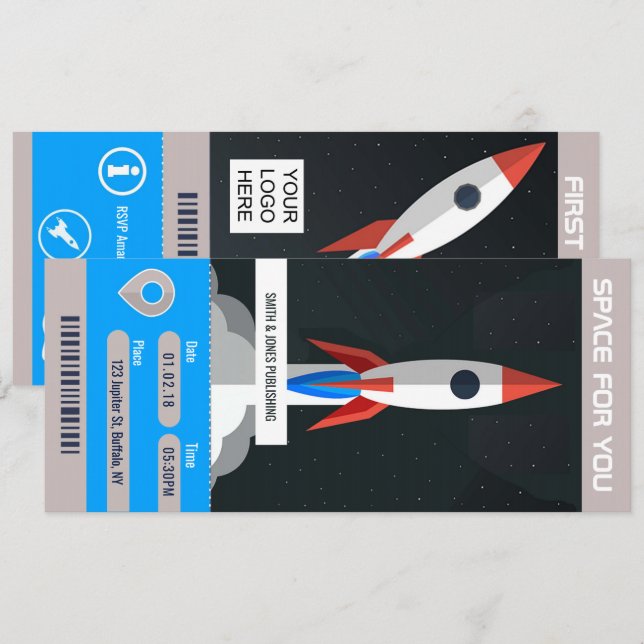 Bolagsrymden Themsen Party resa biljett inbjudan (Fram/baksida)