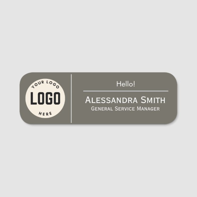 Bolagsverkets Logotyp Grått Färg tryckt plastanstä Namnbricka (Framsida)