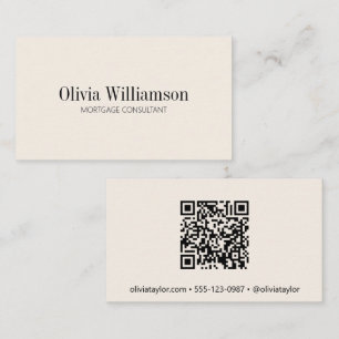 Bolånekonsult Modern Minimal Professionell QR Visitkort