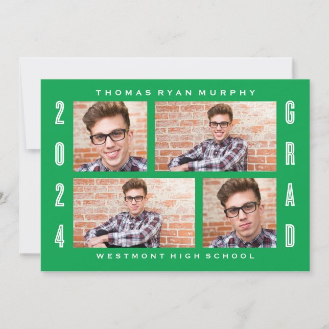 BOLD 2024 GRAD PHOTO COLLAGE STUDENTEN INVITATION INBJUDNINGAR (Framsida)